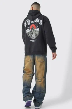 Oversized Mountain Puff Print Hoodie | BoohooMAN UK