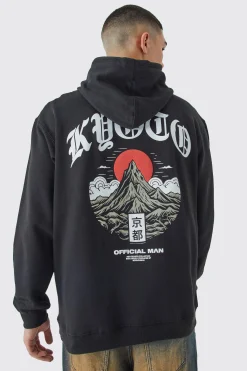 Oversized Mountain Puff Print Hoodie | BoohooMAN UK