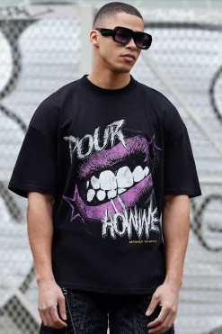 Oversized Mouth Graphic T-shirt | BoohooMAN UK