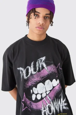 Oversized Mouth Graphic T-shirt | BoohooMAN UK