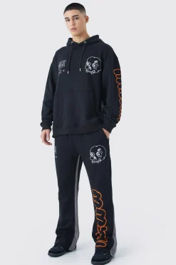 Oversized Multi Print Panelled Tracksuit | BoohooMAN UK