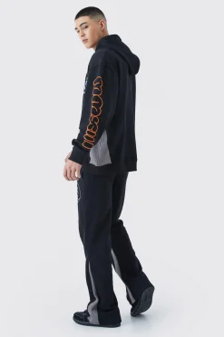 Oversized Multi Print Panelled Tracksuit | BoohooMAN UK