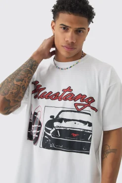 Oversized Mustang License T-shirt | BoohooMAN UK