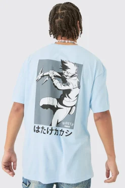 Oversized Naruto Anime Wash License T-shirt | BoohooMAN UK