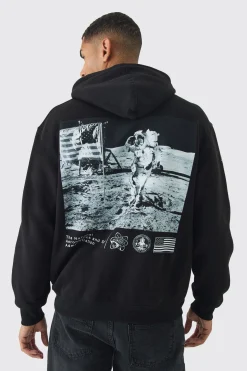 Oversized Nasa License Print Hoodie | BoohooMAN UK