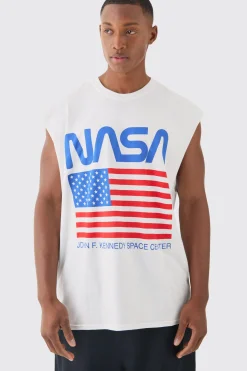 Oversized Nasa USA License Tank | BoohooMAN UK