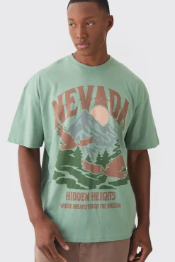 Oversized Nevada Print T-shirt | BoohooMAN UK