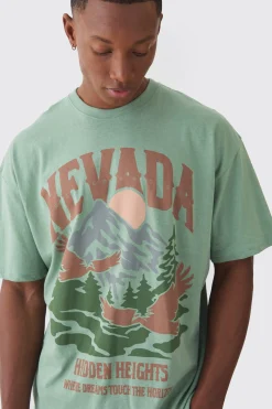 Oversized Nevada Print T-shirt | BoohooMAN UK