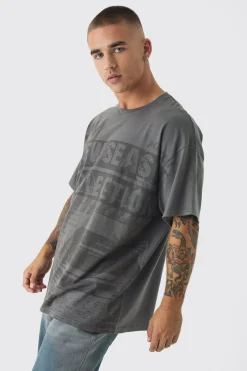 Oversized Newspaper Vintage Washed Graphic T-shirt | BoohooMAN UK