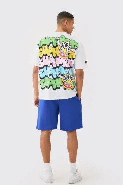 Oversized Nibbled Face Graphic T-shirt | BoohooMAN UK