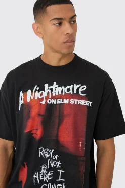 Oversized Nightmare On Elm Street License Print T-Shirt | BoohooMAN UK