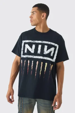 Oversized Nine Inch Nails License Print T-Shirt | BoohooMAN UK