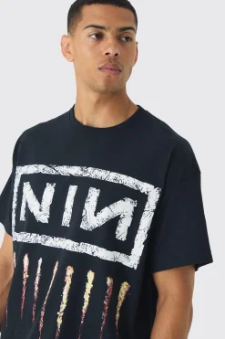 Oversized Nine Inch Nails License Print T-Shirt | BoohooMAN UK