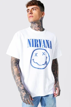 Oversized Nirvana Face License T-shirt | BoohooMAN UK