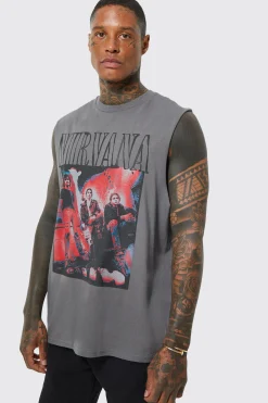Oversized Nirvana License Tank | BoohooMAN UK