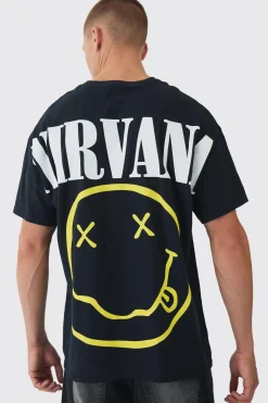 Oversized Nirvana Over Seams License Print T-Shirt | BoohooMAN UK