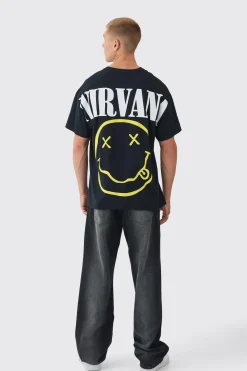 Oversized Nirvana Over Seams License Print T-Shirt | BoohooMAN UK