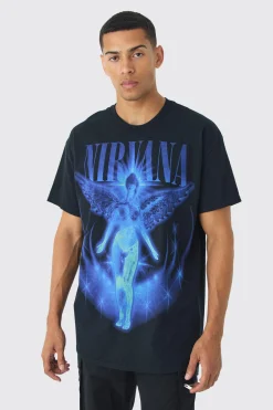 Oversized Nirvana Over Seams License Print T-Shirt | BoohooMAN UK