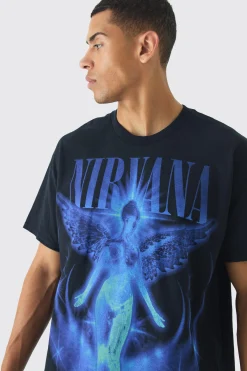Oversized Nirvana Over Seams License Print T-Shirt | BoohooMAN UK