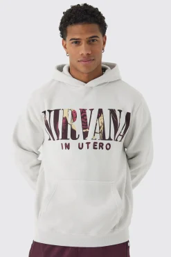 Oversized Nirvana Wash Band License Print Hoodie | BoohooMAN UK