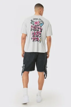 Oversized No Regrets Graffiti Wash Back Print T-shirt | BoohooMAN UK