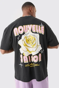 Oversized Nouvelle Floral Back Print T-shirt | BoohooMAN UK