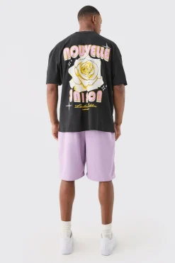 Oversized Nouvelle Floral Back Print T-shirt | BoohooMAN UK