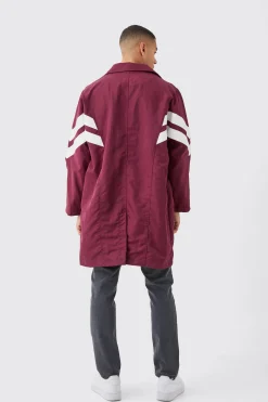 Oversized Nylon Mac With Pu Stripes | BoohooMAN UK