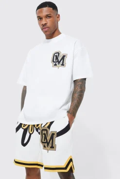 Oversized Ofcl Basketball T-shirt And Short Set | BoohooMAN UK