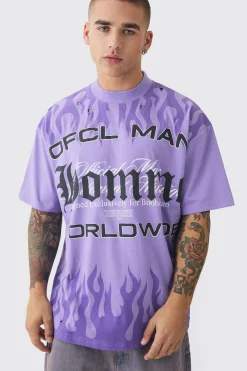Oversized OFCL Man Homme Distressed Heavyweight T-shirt | BoohooMAN UK