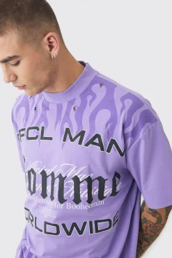 Oversized OFCL Man Homme Distressed Heavyweight T-shirt | BoohooMAN UK