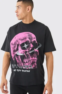Oversized OFCL Skull Graphic Print T-shirt | BoohooMAN UK