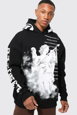 Oversized Ofcl Statue Graphic Hoodie | BoohooMAN UK