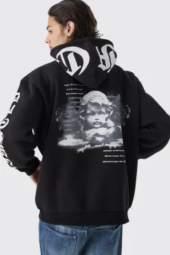 Oversized Ofcl Statue Graphic Hoodie | BoohooMAN UK