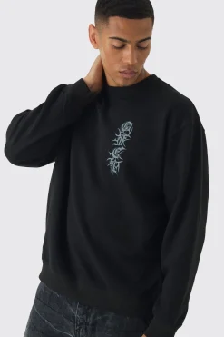 Oversized OFCL Tonal Renaissance Print Sweatshirt | BoohooMAN UK