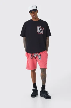 Oversized Ofcl Varsity T-shirt & Short Set | BoohooMAN UK