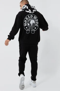Oversized Ofcl Worldwide Hooded Tracksuit | BoohooMAN UK
