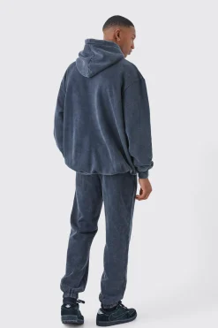 Oversized Official Acid Wash Hooded Tracksuit | BoohooMAN UK