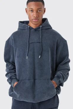 Oversized Official Acid Wash Hoodie | BoohooMAN UK