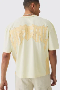 Oversized Official Applique Wash Heavyweight T-shirt | BoohooMAN UK