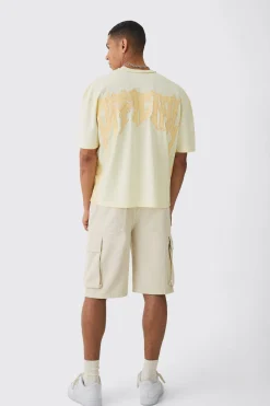 Oversized Official Applique Wash Heavyweight T-shirt | BoohooMAN UK