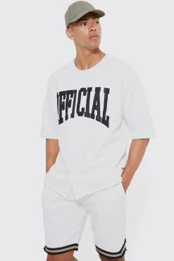 Oversized Official Baseball Polo & Short Set | BoohooMAN UK
