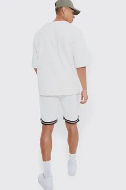 Oversized Official Baseball Polo & Short Set | BoohooMAN UK