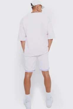 Oversized Official Baseball Polo & Short Set | BoohooMAN UK