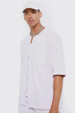 Oversized Official Baseball Polo & Short Set | BoohooMAN UK