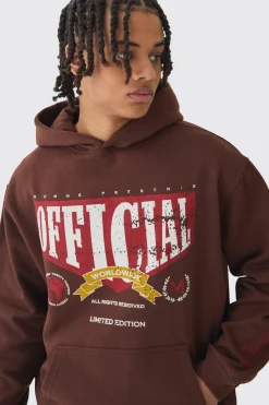 Oversized Official Cracked Print Hoodie | BoohooMAN UK