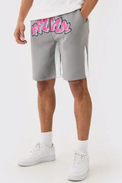 Oversized Official Grafitti Gusset Shorts | BoohooMAN UK