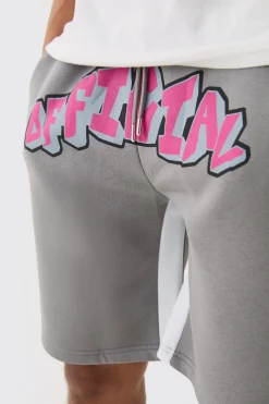 Oversized Official Grafitti Gusset Shorts | BoohooMAN UK