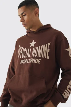Oversized Official Homme Print Hoodie | BoohooMAN UK