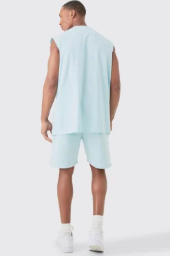 Oversized Official Large Print Tank & Short Set | BoohooMAN UK